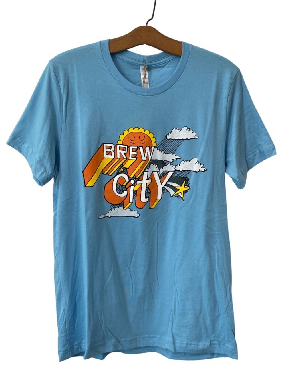 Good Land Supply Co. Graphic Tee Medium Crewneck Brew City Ocean Blue Cotton NEW
